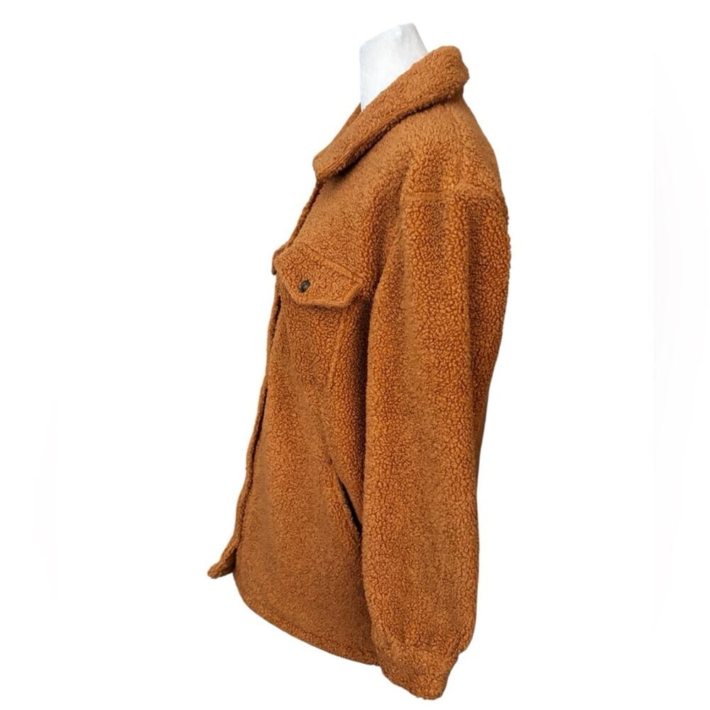Marine Layer Eden Sherpa Overshirt Women's Orange/Brown Shacket Size Small - Picture 6 of 11